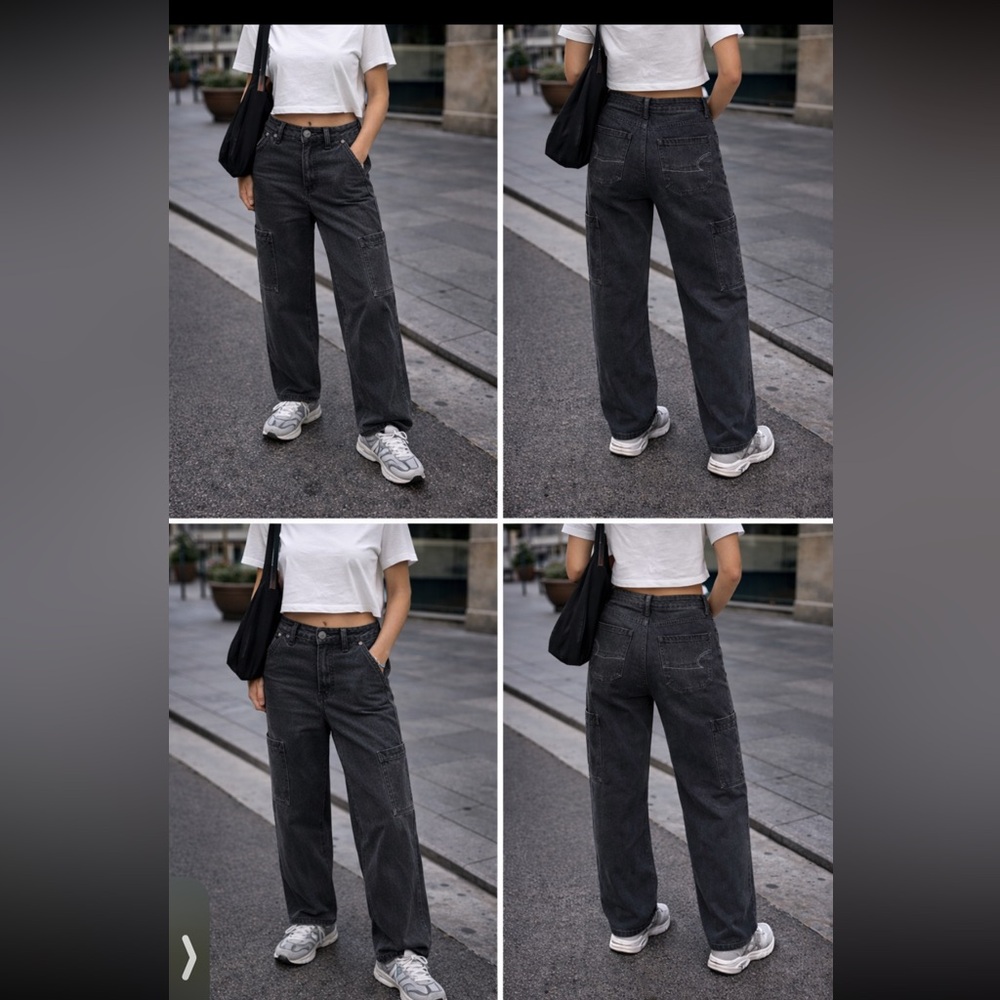 NWT American Eagle Women’s Super High Rise Baggy Wide Leg Black Jeans